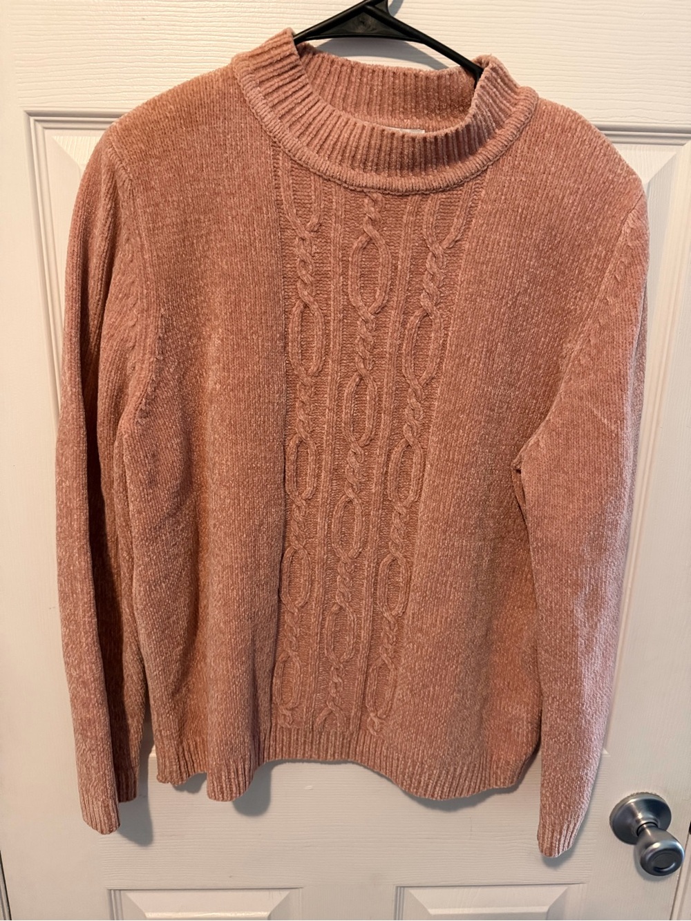 Alfred Dunner Dusty Rose Cable Chenille Turtleneck Sweater